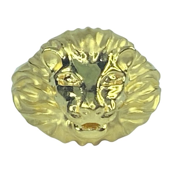 Lion head bust heavy 22K yellow gold ring 15.4g s8.25 JR78072